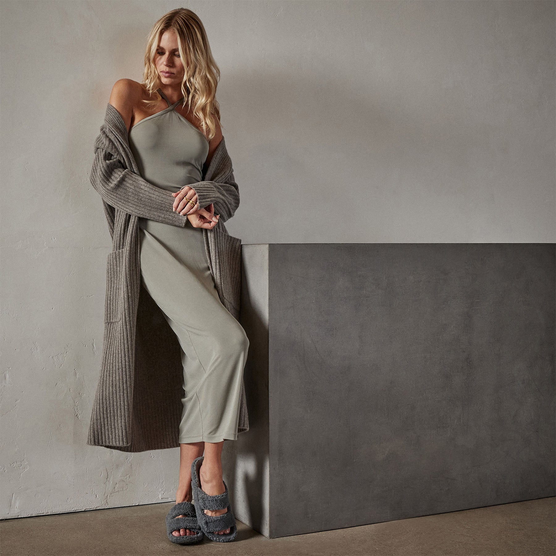 Cross Back Cocktail Dress in Concrete | James Perse Los Angeles