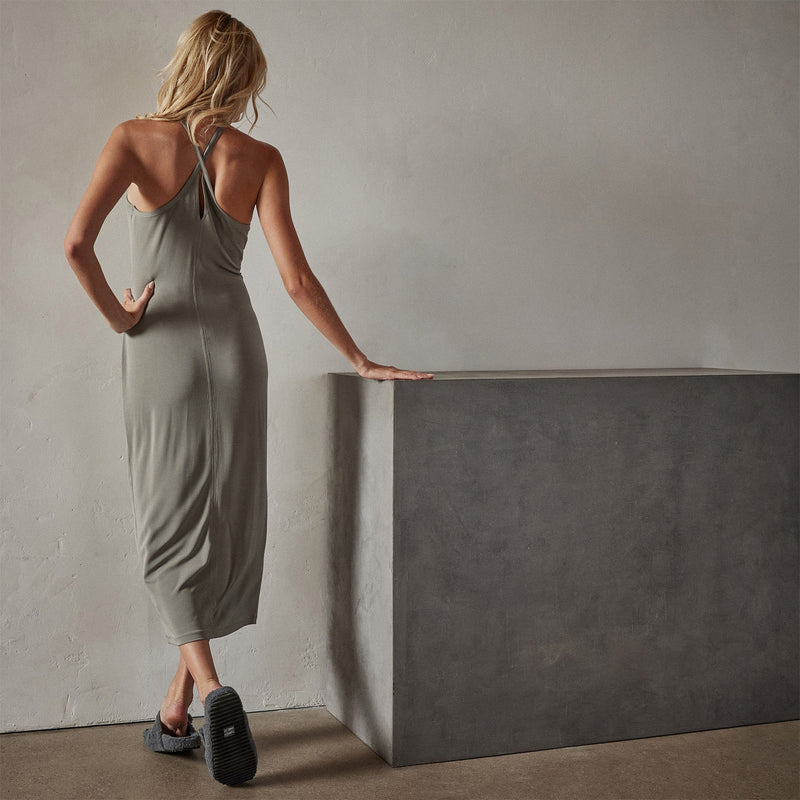 Cross Back Cocktail Dress in Concrete | James Perse Los Angeles