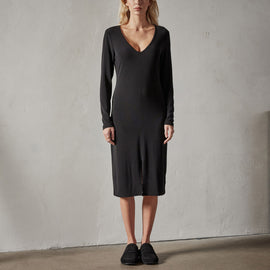 Split V Nk Jersey Shift Dress in Black | James Perse Los Angeles 