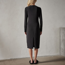 Split V Nk Jersey Shift Dress in Black | James Perse Los Angeles 
