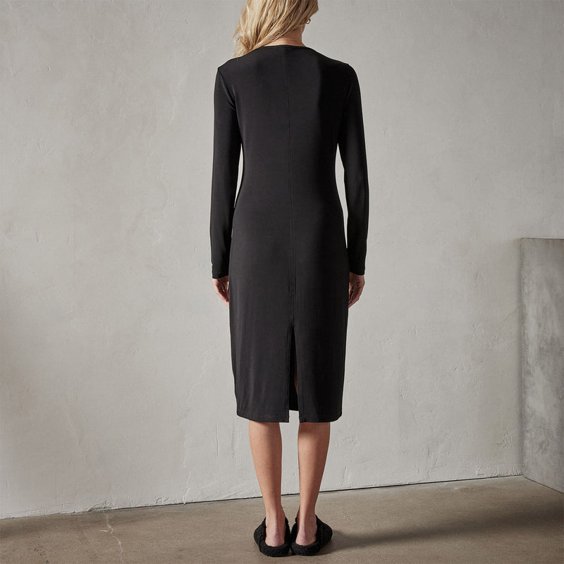 Split V Nk Jersey Shift Dress in Black | James Perse Los Angeles 