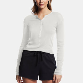 Tubular Fine Rib Henley Top In Oyster | James Perse Los Angeles