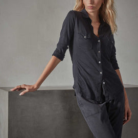Sheer Slub Side Panel Shirt - Deep | James Perse Los Angeles