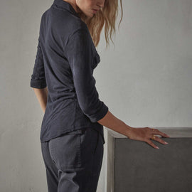 Sheer Slub Side Panel Shirt - Deep | James Perse Los Angeles