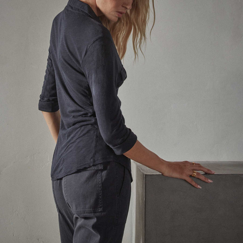 Sheer Slub Side Panel Shirt - Deep | James Perse Los Angeles