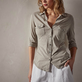 Sheer Slub Side Panel Shirt in Silt | James Perse Los Angeles 