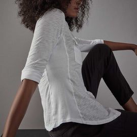 Sheer Slub Side Panel Shirt - White | James Perse Los Angeles