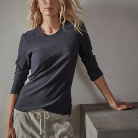Sheer Slub Long Sleeve Crew - Deep | James Perse Los Angeles