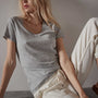 Sheer Slub Casual V Neck - Heather Grey | James Perse Los Angeles