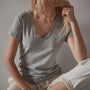 Sheer Slub Casual V Neck - Heather Grey | James Perse Los Angeles