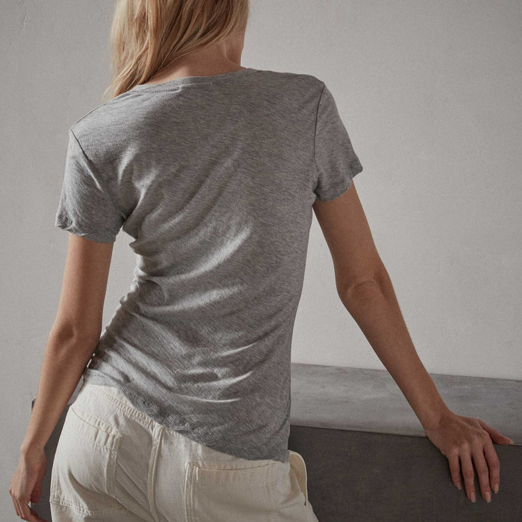 Sheer Slub Casual V Neck - Heather Grey | James Perse Los Angeles