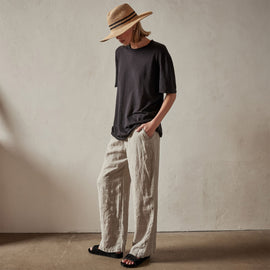 Crepe Jersey Overiszed Short Sleeve Crew in Black | James Perse Los Angeles 