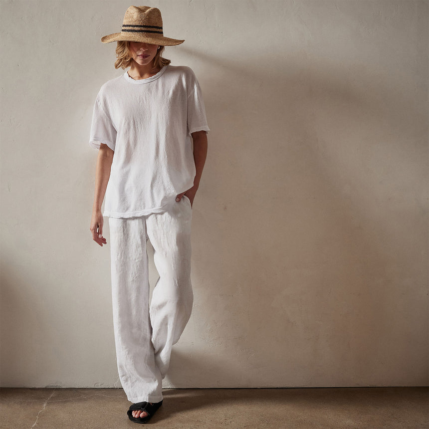 Crepe Jersey Overiszed Short Sleeve Crew in White | James Perse Los Angeles 