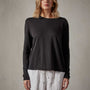 Crepe Jersey Oversized Long Sleeve Crew in Black | James Perse Los Angeles 