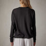 Crepe Jersey Oversized Long Sleeve Crew in Black | James Perse Los Angeles 