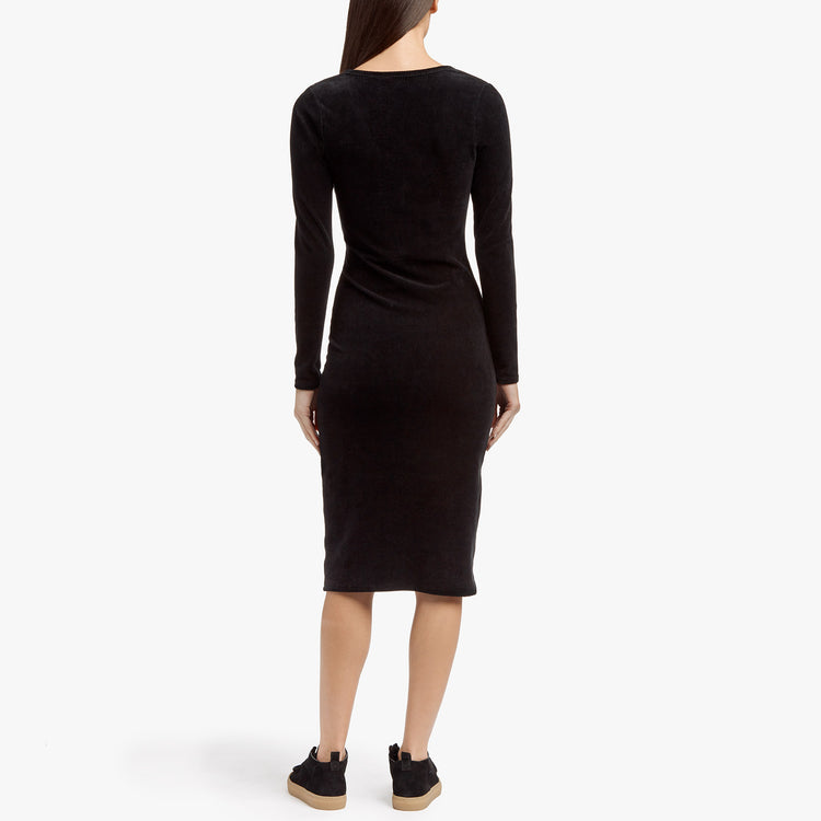 Knit Corduroy Long Sleeve Dress - Black | James Perse Los Angeles