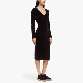 Knit Corduroy Long Sleeve Dress - Black | James Perse Los Angeles