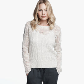 Open Stitch Cotton Crew - Beige | James Perse Los Angeles