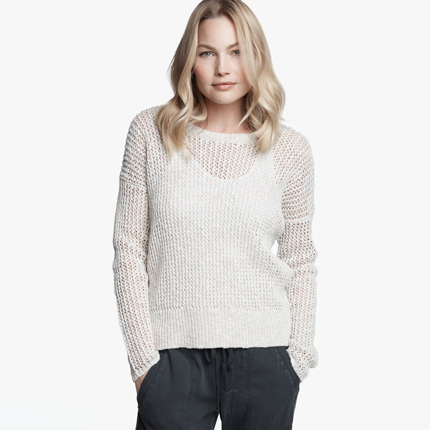 Open Stitch Cotton Crew - Beige | James Perse Los Angeles