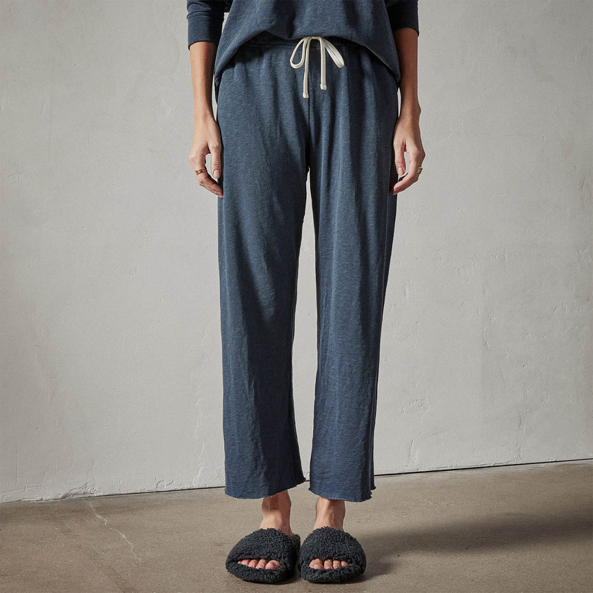 Vintage French Terry Cutoff Sweatpant in Blue Oil Pigment | James Perse Los Angeles