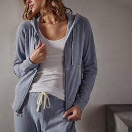 Vintage French Terry Zip Up Hoody in Aura Pigment | James Perse Los Angeles 