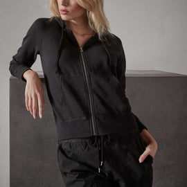Vintage French Terry Zip Up Hoody - Black | James Perse Los Angeles