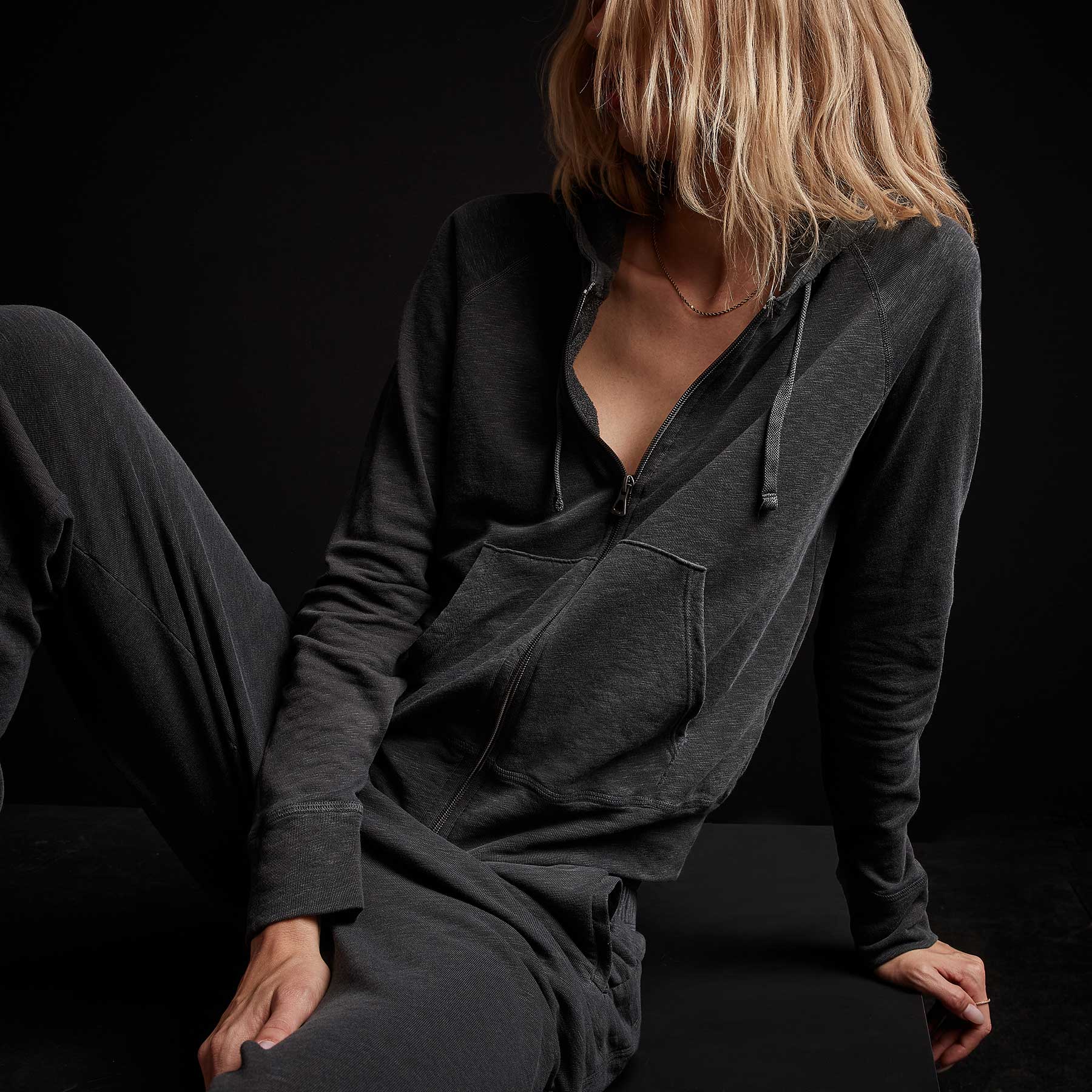 Vintage French Terry Zip Up Hoodie - Magma Pigment | James Perse