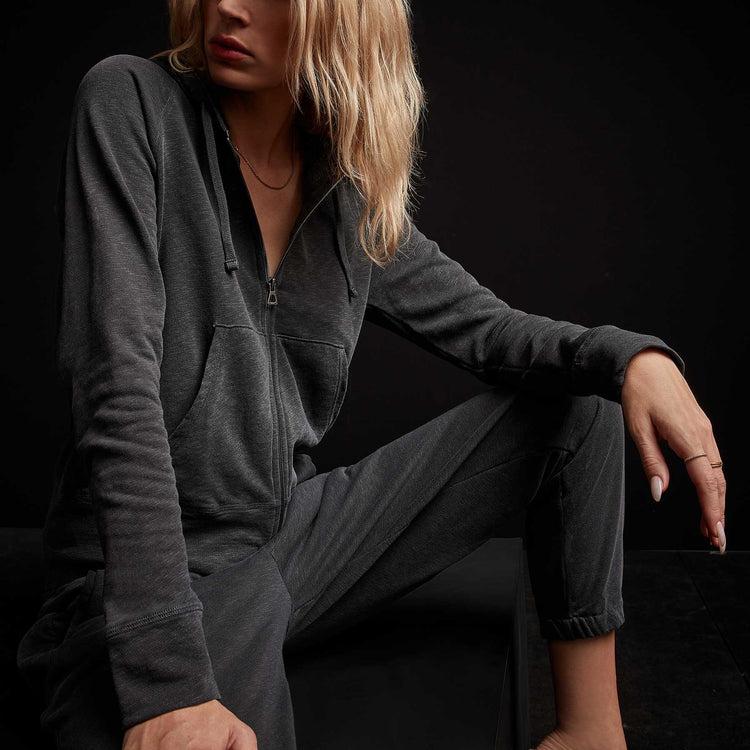 Vintage French Terry Zip Up Hoody - Magma Pigment | James Perse Los Angeles