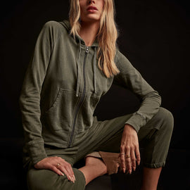 Vintage French Terry Zip Up Hoody - Old Whiskey Pigment | James Perse Los Angeles