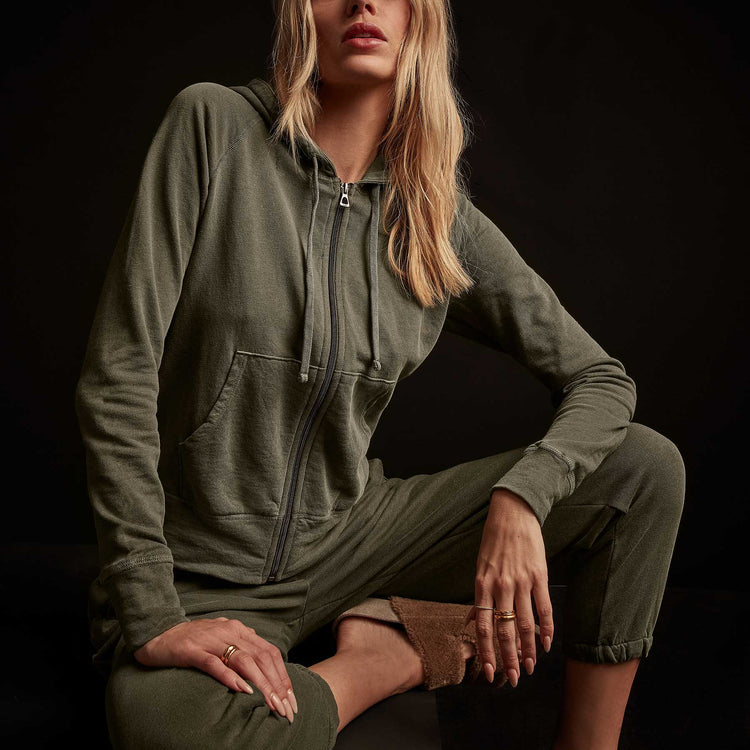 Vintage French Terry Zip Up Hoody - Old Whiskey Pigment | James Perse Los Angeles