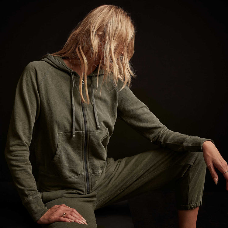 Vintage French Terry Zip Up Hoody - Old Whiskey Pigment | James Perse Los Angeles