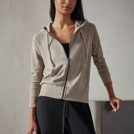 Vintage French Terry Zip Up Hoodie in String Pigment | James Perse Los Angeles