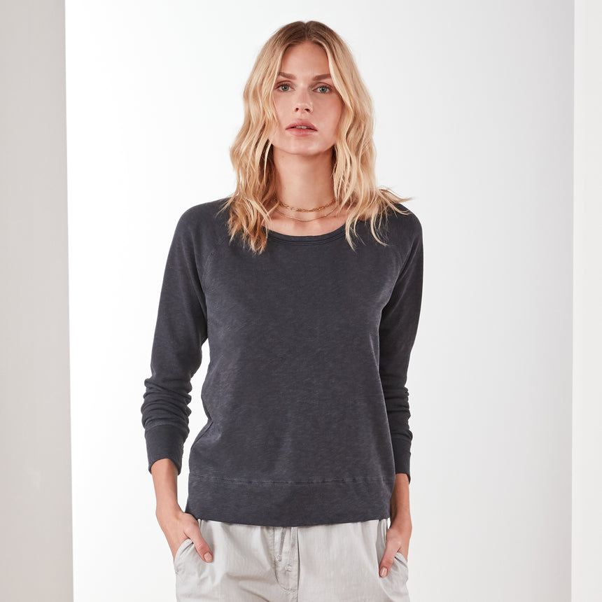 Vintage French Terry Sweatshirt in Asphalt Pigment | James Perse Los Angeles