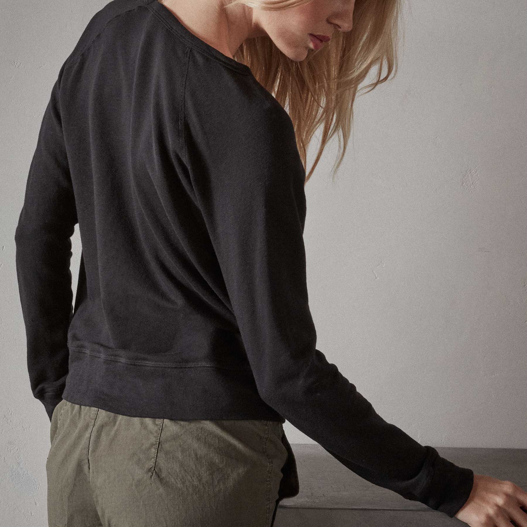 Vintage French Terry Sweatshirt - Black | James Perse Los Angeles