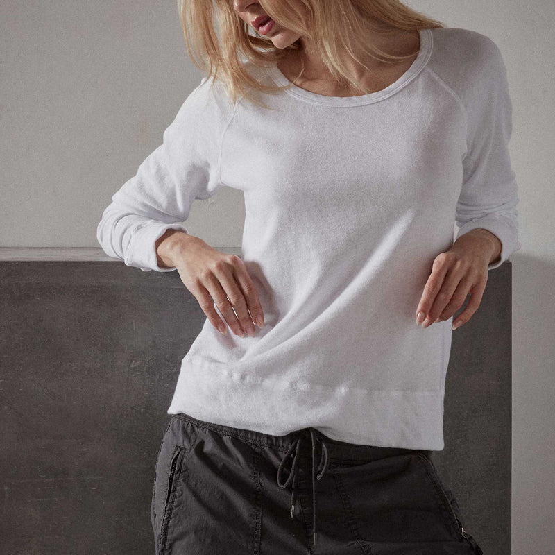 Vintage French Terry Sweatshirt - White | James Perse Los Angeles