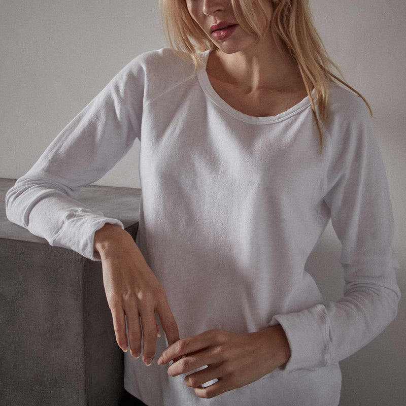 Vintage French Terry Sweatshirt - White | James Perse Los Angeles