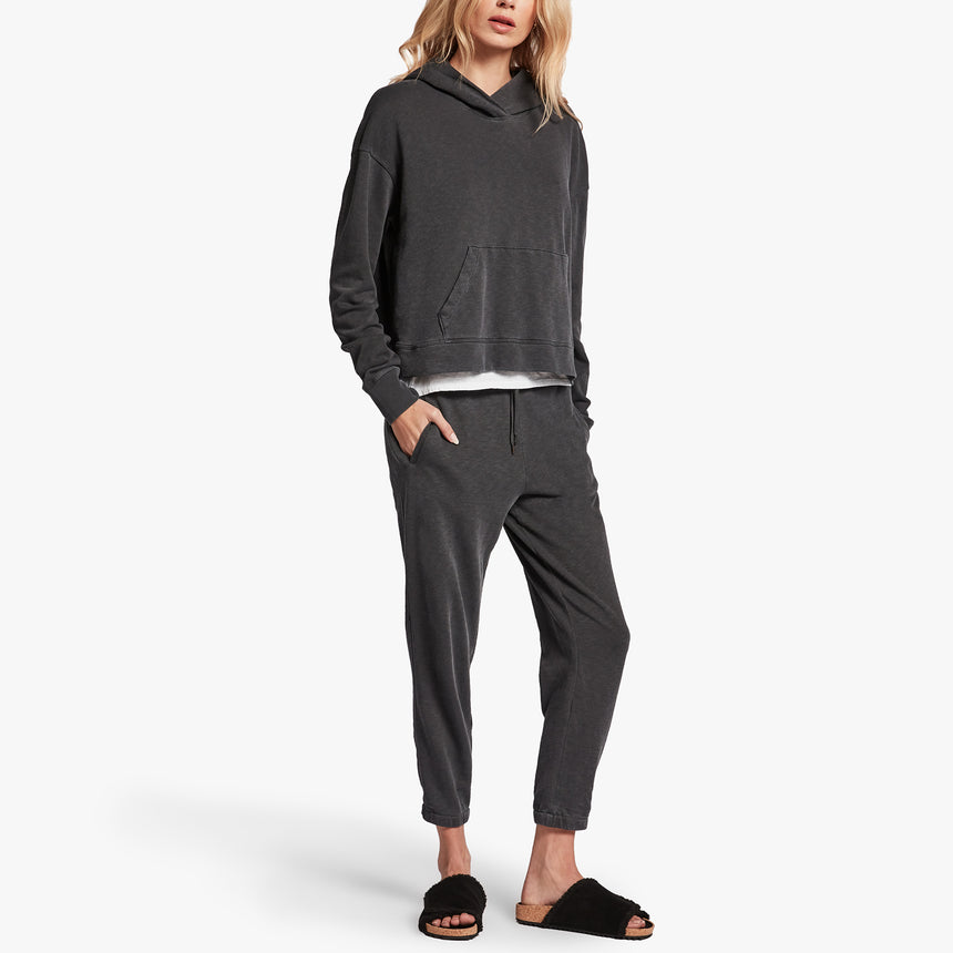 Vintage Fleece Cropped Hoodie In Asphalt Pigment | James Perse Los Angeles