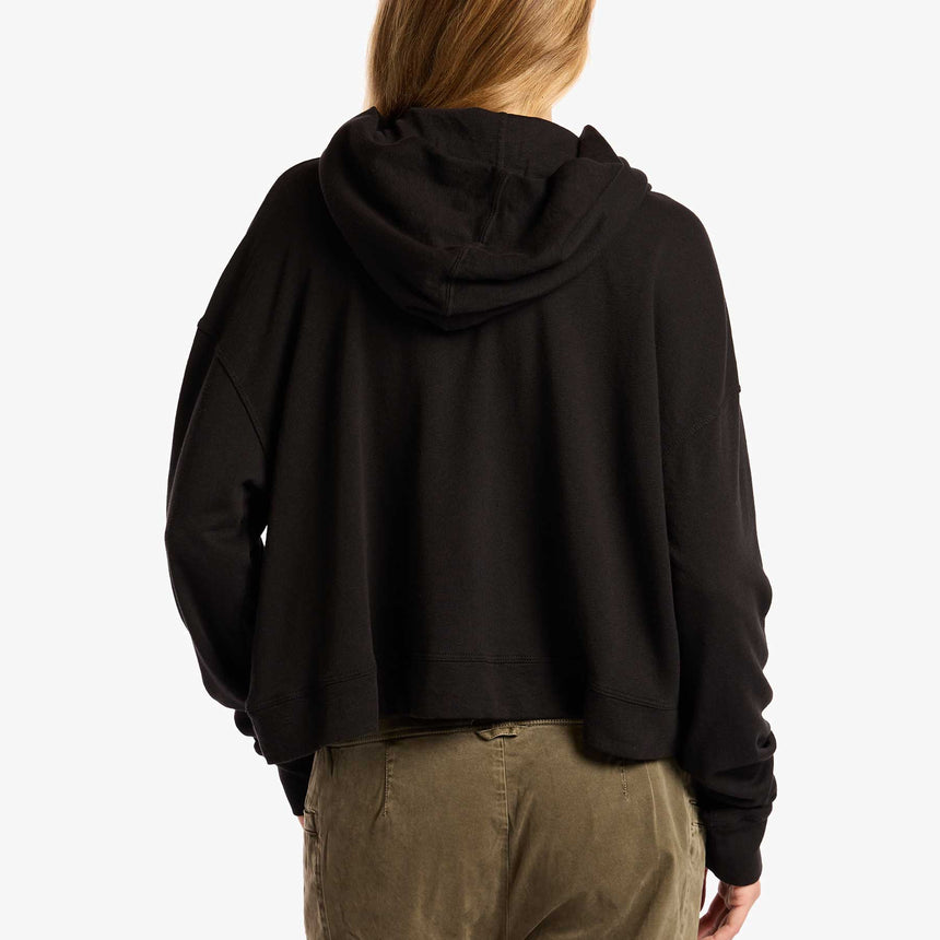Vintage French Terry Cropped Hoody - Black | James Perse Los Angeles