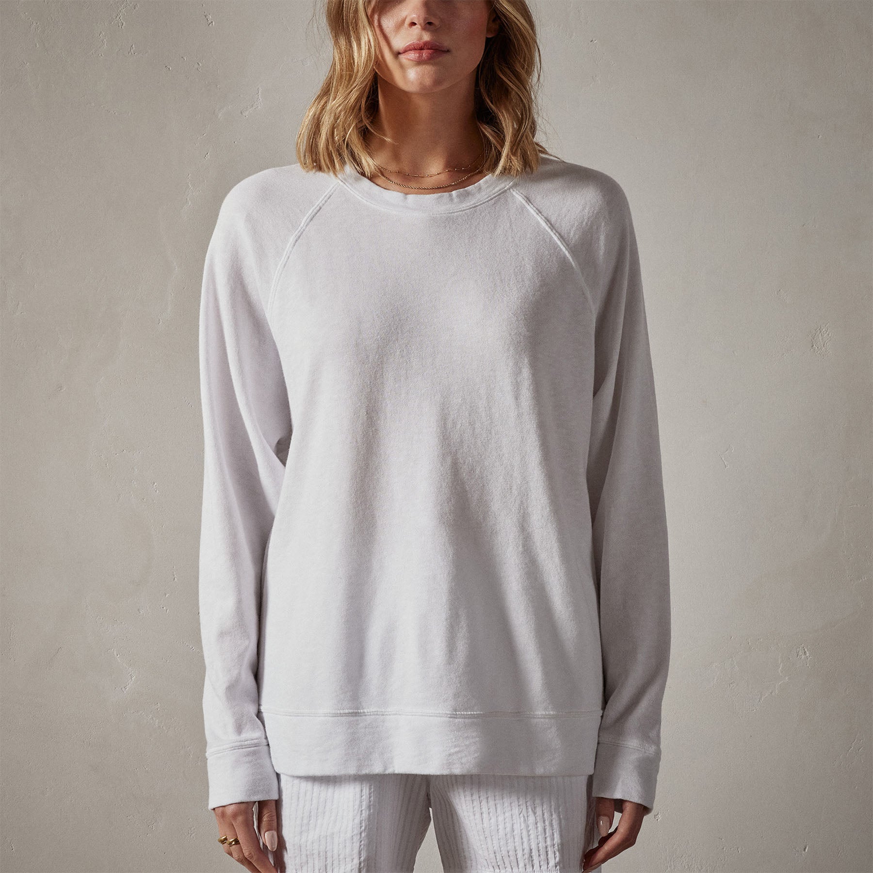 Vintage French Terry Relaxed Sweatshirt - White | James Perse Los