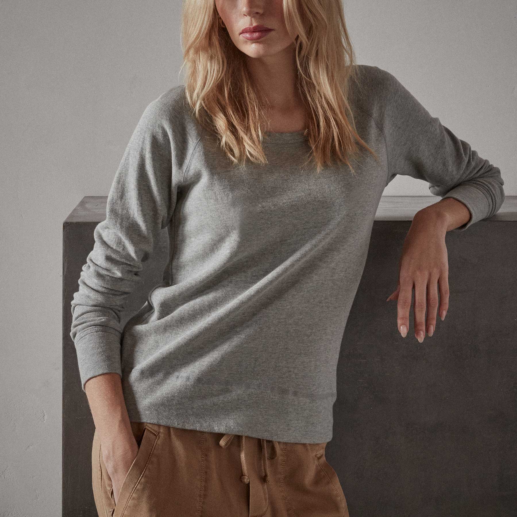 Vintage French Terry Sweatshirt - Heather Grey | James Perse Los Angeles