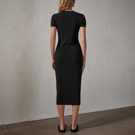 Split Front Knit Dress in Black | James Perse Los Angeles 