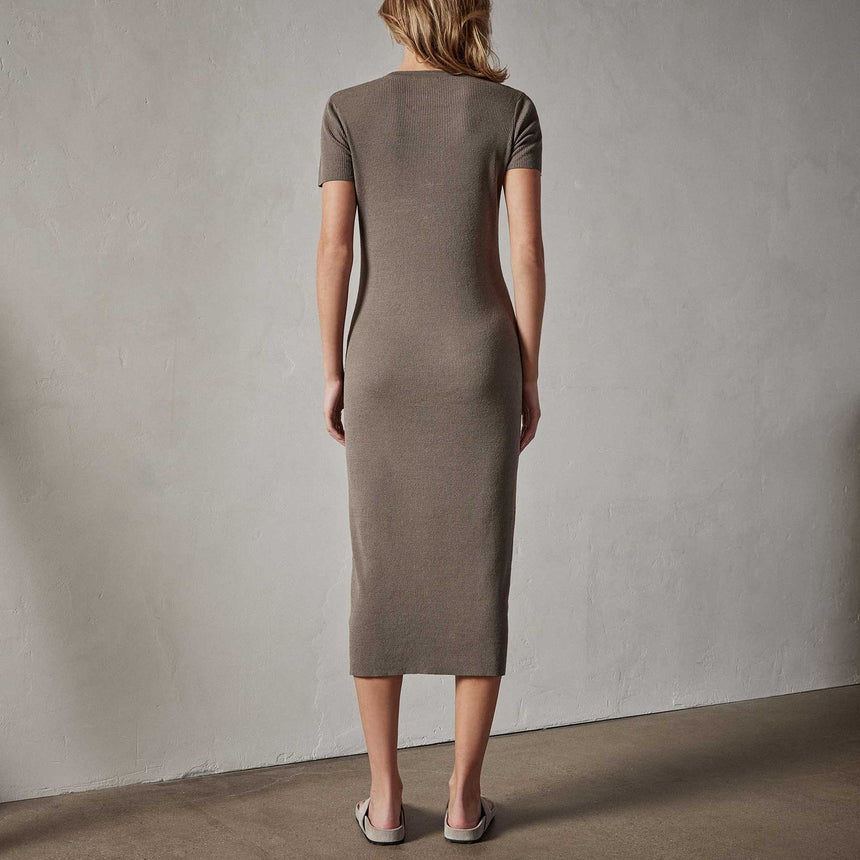 Split Front Knit Dress in River Rock | James Perse Los Angeles 