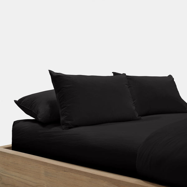 Set Of 2 Brushed Jersey Shams In Black | James Perse Los Angeles
