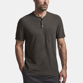 Cotton Linen Jersey Henley  In Magma | James Perse Los Angeles