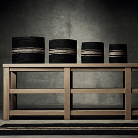 Extra Large Jute Basket In Charcoal/Natural Stripe | James Perse Los Angeles